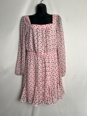 Miami Pink Dress with Black Heart Pattern